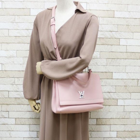Louis Vuitton Lockme Tote Rose Ballerine Leather Pink Shoulder Bag - Picture 2 of 9